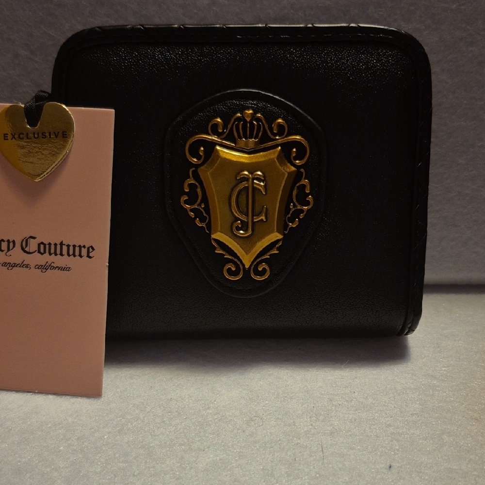 Juicy Couture Black Wallet with Gold Crest, NWT